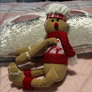 Cozy Holiday Gingerbread Plush with Red Sweater Bottle Hugger with Velcro New